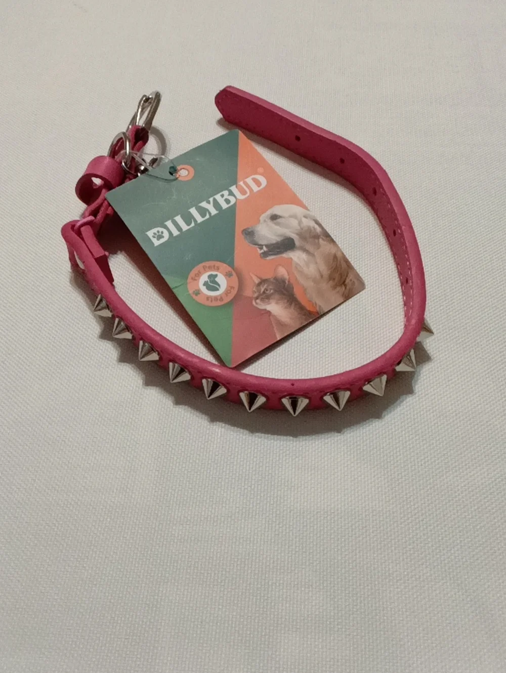 Pink Spiked Leather 😺 Cat Collars for Boy Girl Size S